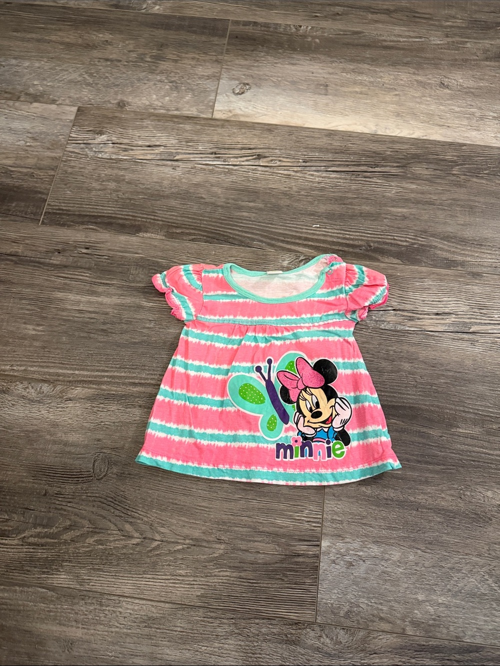Disney Minnie Mouse Pink and Aqua Striped Knit Dress
